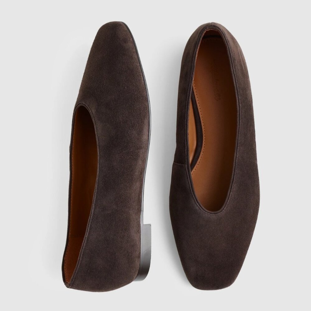 Madewell Mylie Ballet Flat Dark Carob Brown Suede Women's Size 9.5 NEW Classic